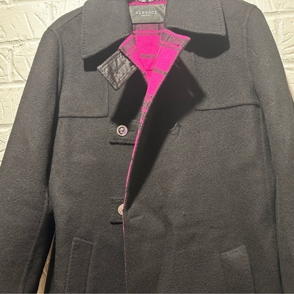 Versace Double Breasted Felt Wool Coat Size 46 - Picture 9 of 11